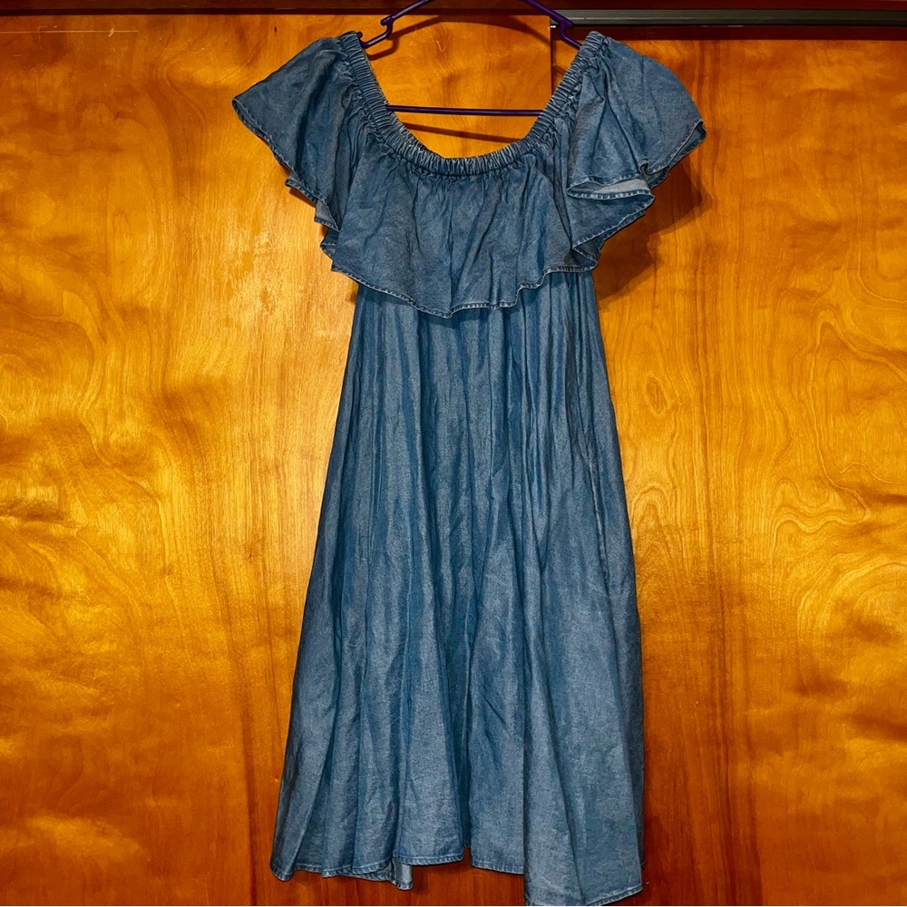 Rebecca Minkoff Blue Denim Off-Shoulder Dress